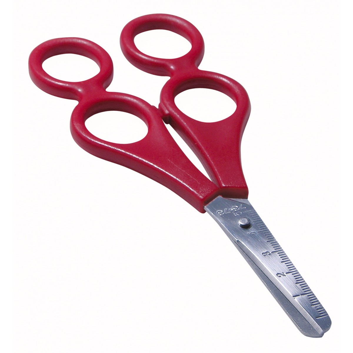 Therapy scissors with two handle eyes on each side.