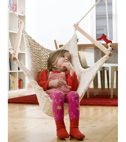 Hamac en bois pour Kinder – Hamac suspendu au plafond Swing Rouge